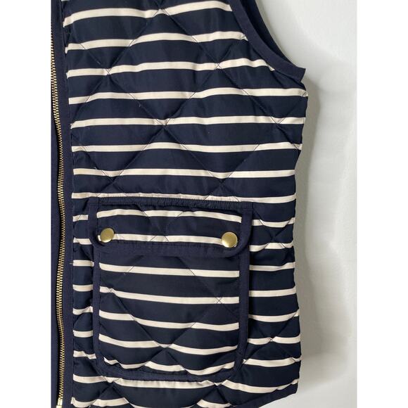 J. Crew Puffer Vest Size Small Navy Blue Stripe Quilted Down - Picture 5 of 10